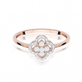 Pierścionek W0696 z diamentami różowe złoto