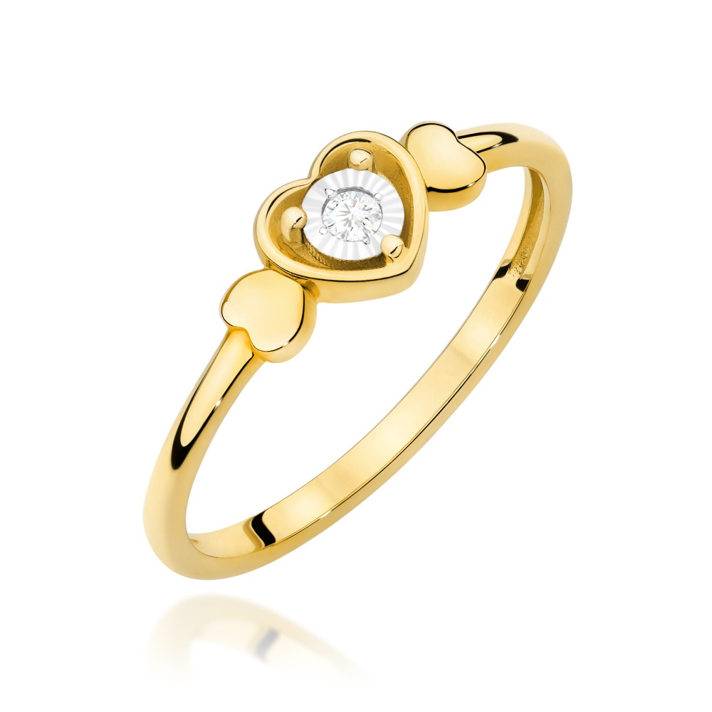 Pierścionek W0709 Diament 0,03ct żółte złoto
