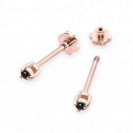 Kolczyki K0035 Czarny Diament 2 x 0,04ct różowe złoto sztyft zakręcany