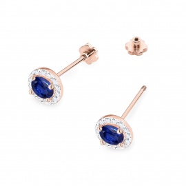 Kolczyki K0509 Szafir 2 x 0,50ct różowe złoto sztyft zakręcany