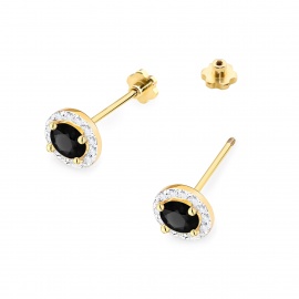 Kolczyki K0509 Czarny Diament 2 x 0,50ct żółte złoto sztyft zakręcany