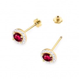 Kolczyki K0509 Rubin 2 x 0,60ct żółte złoto sztyft zakręcany