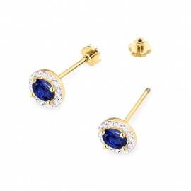 Kolczyki K0509 Szafir 2 x 0,50ct żółte złoto sztyft zakręcany