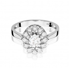 Pierścionek W0354 Diament Laboratoryjny 0,40ct białe złoto