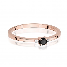 Pierścionek W0464 Czarny Diament 0,12ct różowe złoto