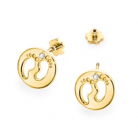 Kolczyki K0047 z diamentami żółte złoto sztyft zakręcany