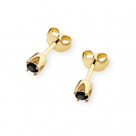 Kolczyki K0034 czarny diament 2 x 0,12ct żółte złoto