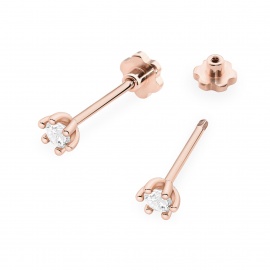 Kolczyki K0222 Diament Laboratoryjny 2 x 0,10ct różowe złoto sztyft zakręcany