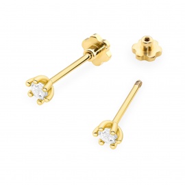 Kolczyki K0222 Diament Laboratoryjny 2 x 0,10ct żółte złoto sztyft zakręcany