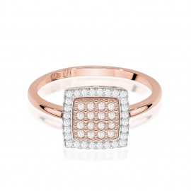 Pierścionek W0574 z diamentami różowe złoto