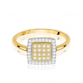 Pierścionek W0574 z diamentami żółte złoto