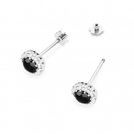 Kolczyki K0510 Czarny Diament 2 x 0,50ct białe złoto sztyft zakręcany