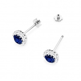 Kolczyki K0510 Szafir 2 x 0,50ct białe złoto sztyft zakręcany