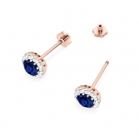 Kolczyki K0510 Szafir 2 x 0,50ct różowe złoto sztyft zakręcany