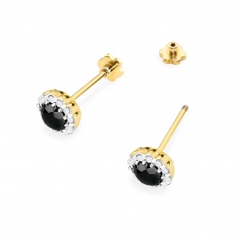 Kolczyki K0510 Czarny Diament 2 x 0,50ct żółte złoto sztyft zakręcany