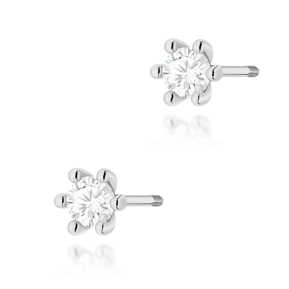 Kolczyki K0222 Diament Laboratoryjny 2 x 0,15ct białe złoto sztyft zakręcany