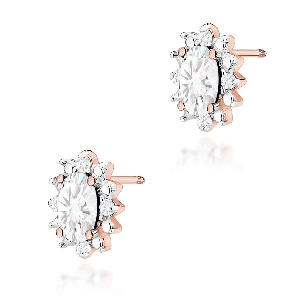 Kolczyki K0513 Diament Laboratoryjny 2 x 0,25ct różowe złoto sztyft zakręcany