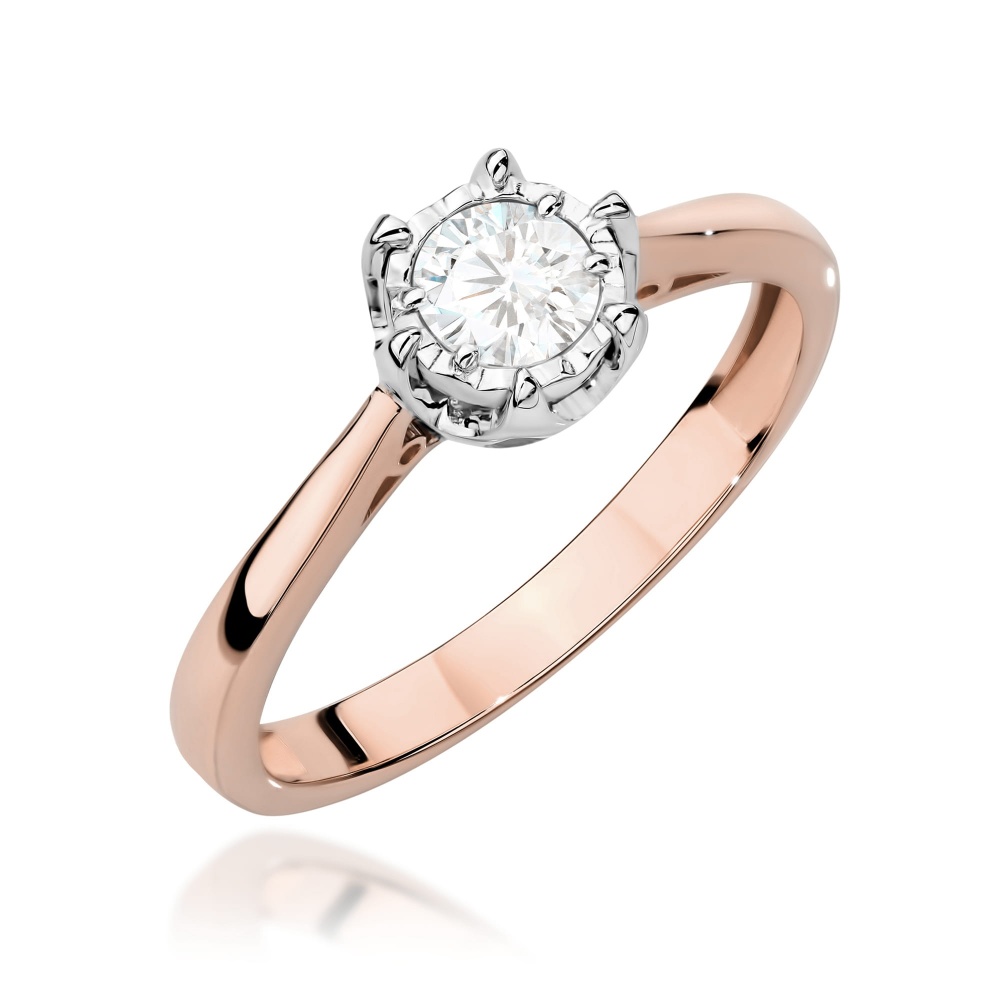 Pierścionek W0605 Diament Laboratoryjny 0,25ct różowe złoto