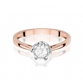 Pierścionek W0605 Diament Laboratoryjny 0,25ct różowe złoto