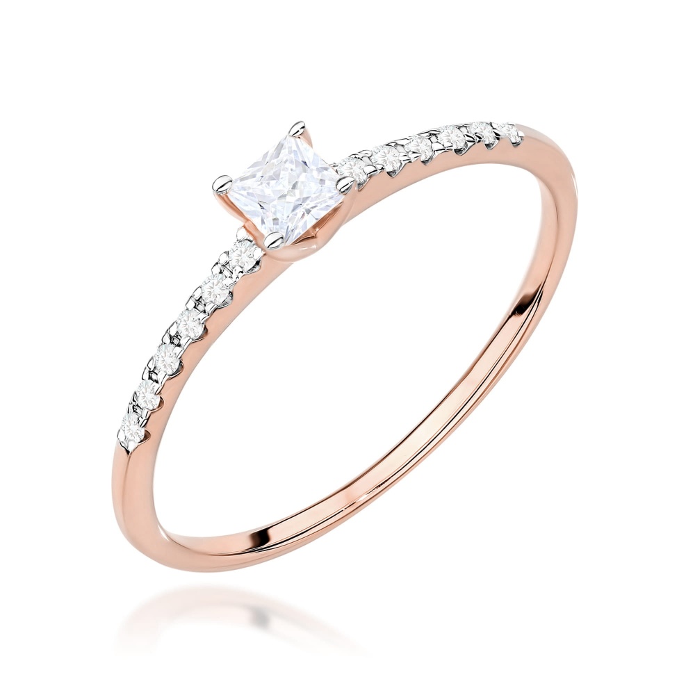 Pierścionek W0588 Diament Laboratoryjny 0,15ct różowe złoto