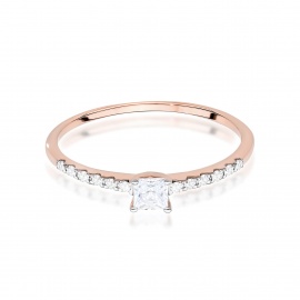 Pierścionek W0588 Diament Laboratoryjny 0,15ct różowe złoto