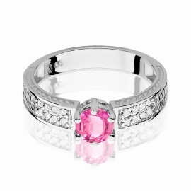 Pierścionek W0075 Różowy Topaz 0,60ct białe złoto