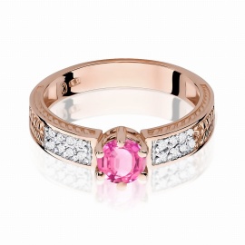 Pierścionek W0075 Różowy Topaz 0,60ct różowe złoto