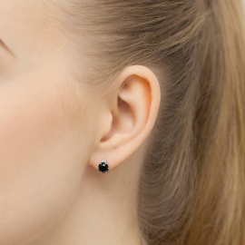 Kolczyki K0076 Czarny Diament 2 x 0,50ct białe złoto sztyft zakręcany