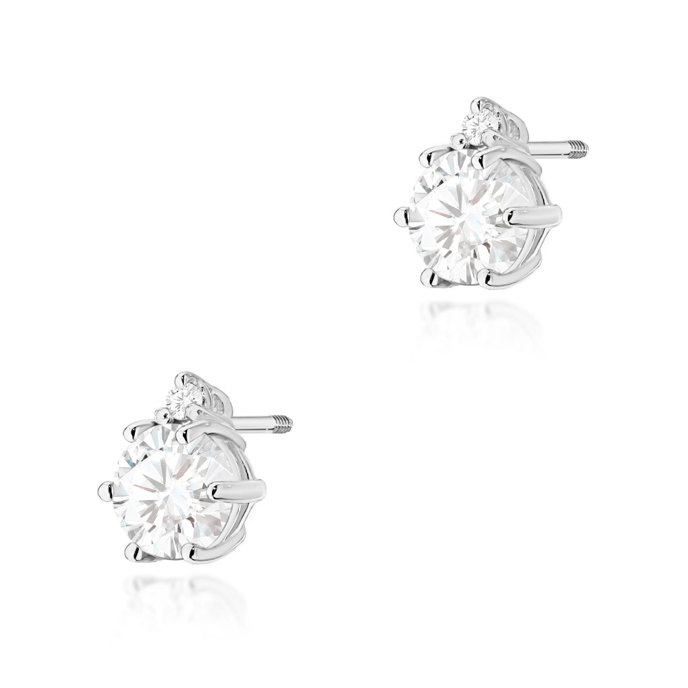 Kolczyki K0076 Diament Laboratoryjny 2 x 0,50ct białe złoto sztyft zakręcany
