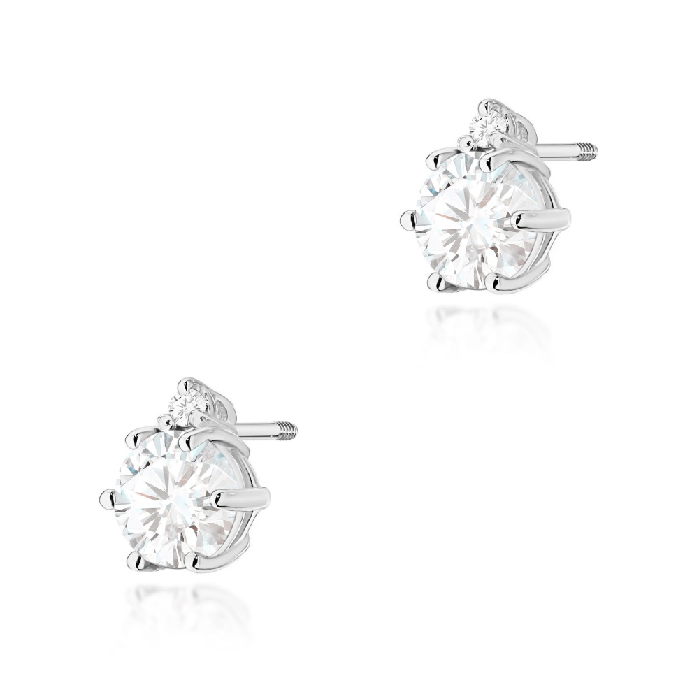 Kolczyki K0076 Biały Szafir 2 x 0,50ct białe złoto sztyft zakręcany