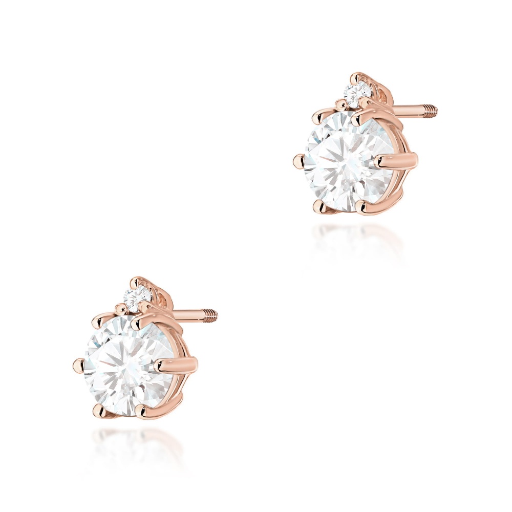 Kolczyki K0076 Diament Laboratoryjny 2 x 0,50ct różowe złoto sztyft zakręcany