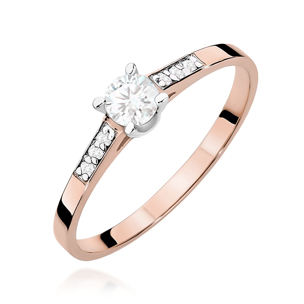 Pierścionek W0399 Diament Laboratoryjny 0,15ct różowe złoto