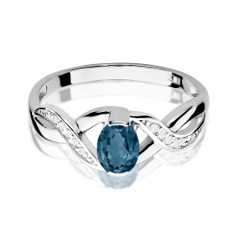 Pierścionek W0028 Topaz London Blue 0,50ct białe złoto