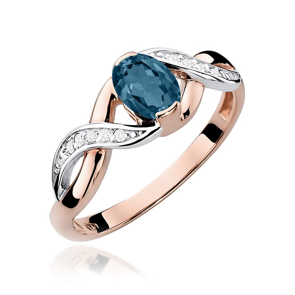 Pierścionek W0028 Topaz London Blue 0,50ct różowe złoto