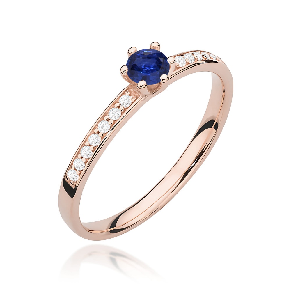Pierścionek W0459 Szafir 0,15ct różowe złoto