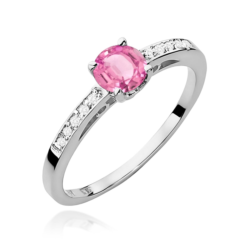 Pierścionek W0066 Różowy Topaz 0,60ct białe złoto