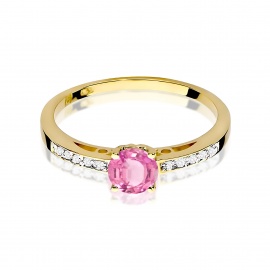 Pierścionek W0066 Różowy Topaz 0,60ct żółte złoto