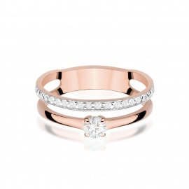 Pierścionek W0674 z diamentami laboratoryjnymi różowe złoto