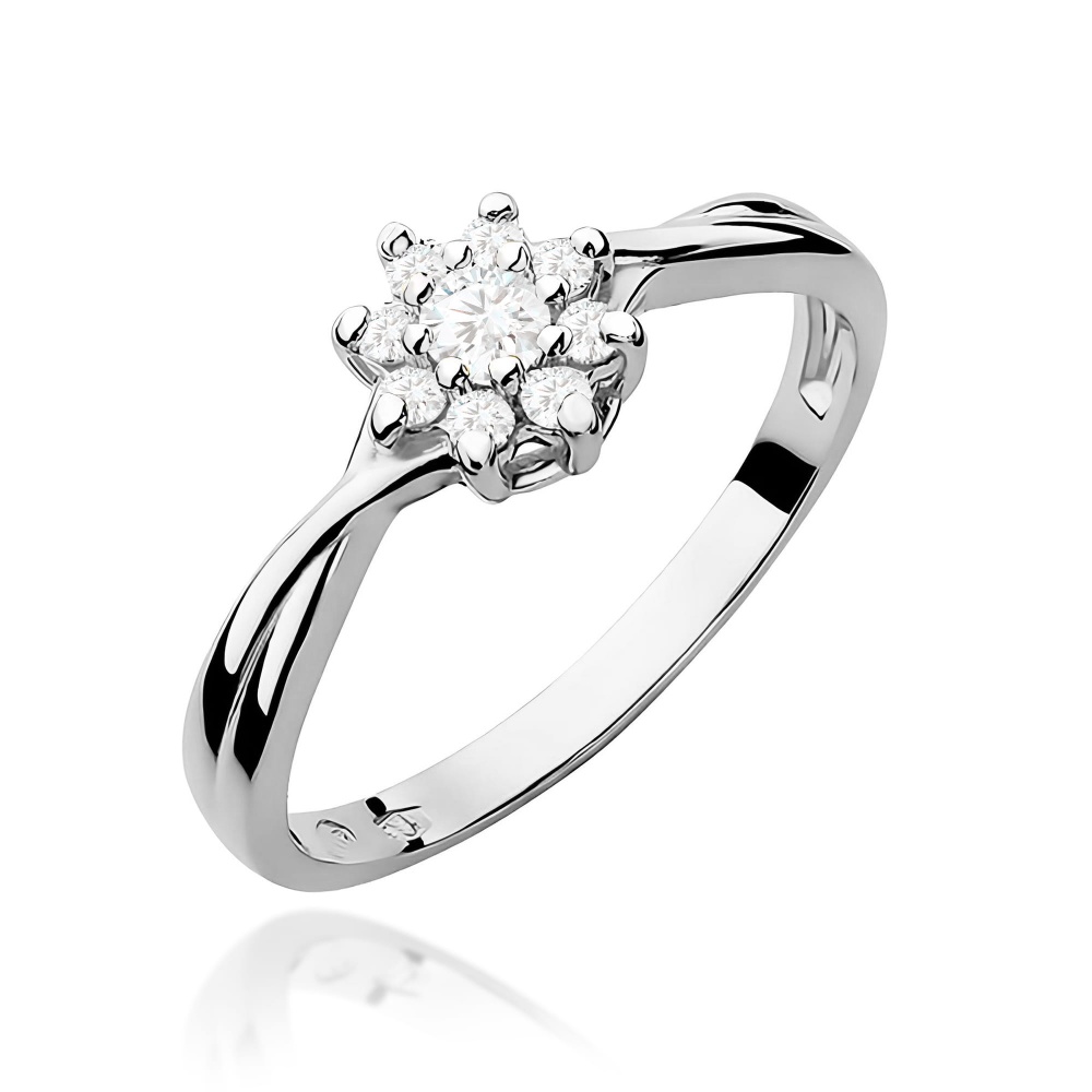 Pierścionek W0072 Diament laboratoryjny 0,10ct białe złoto