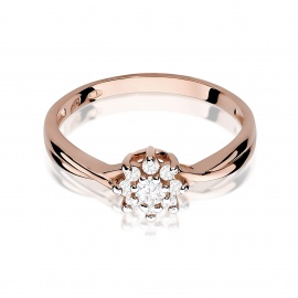 Pierścionek W0072 Diament laboratoryjny 0,10ct różowe złoto