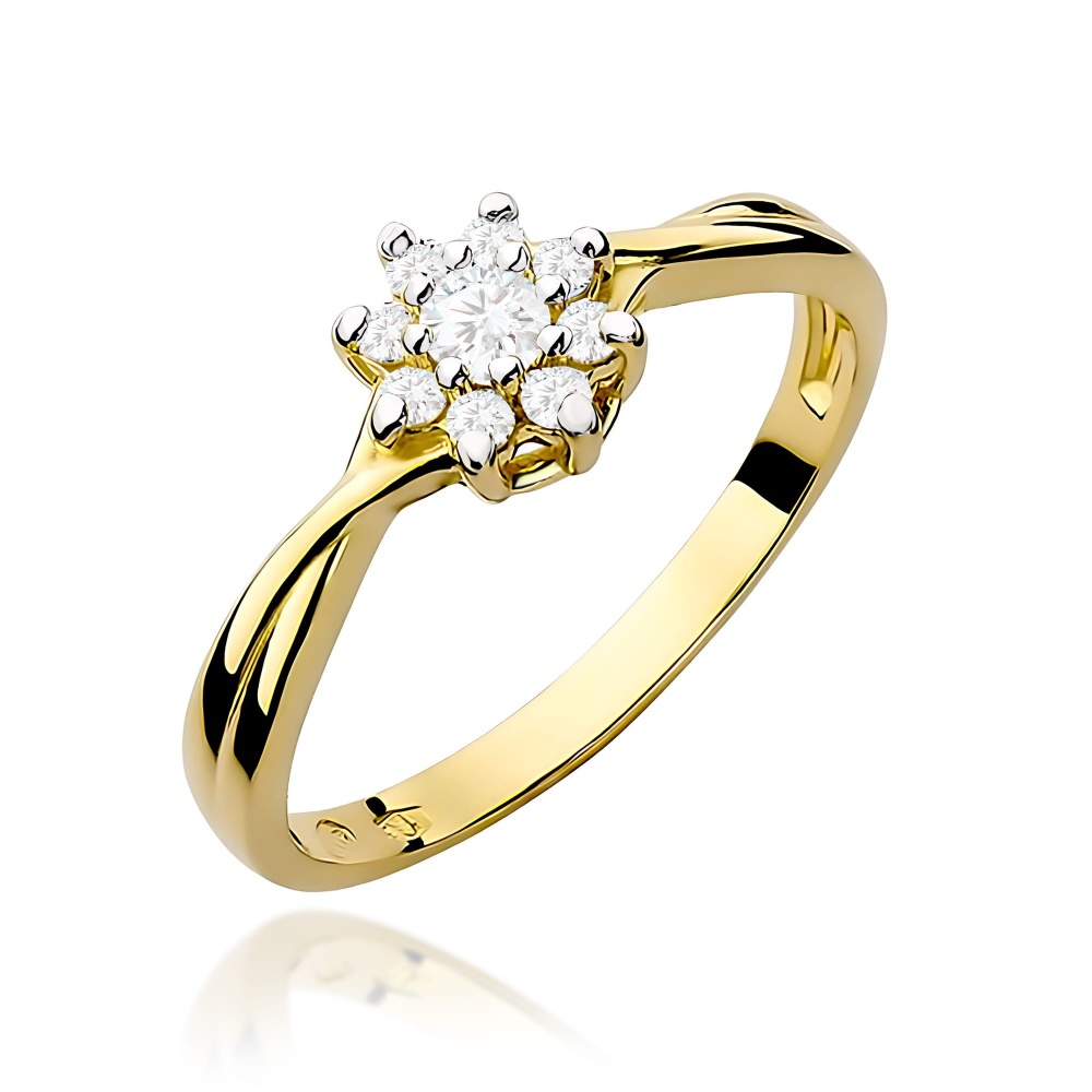 Pierścionek W0072 Diament laboratoryjny 0,10ct żółte złoto