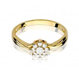 Pierścionek W0072 Diament laboratoryjny 0,10ct żółte złoto