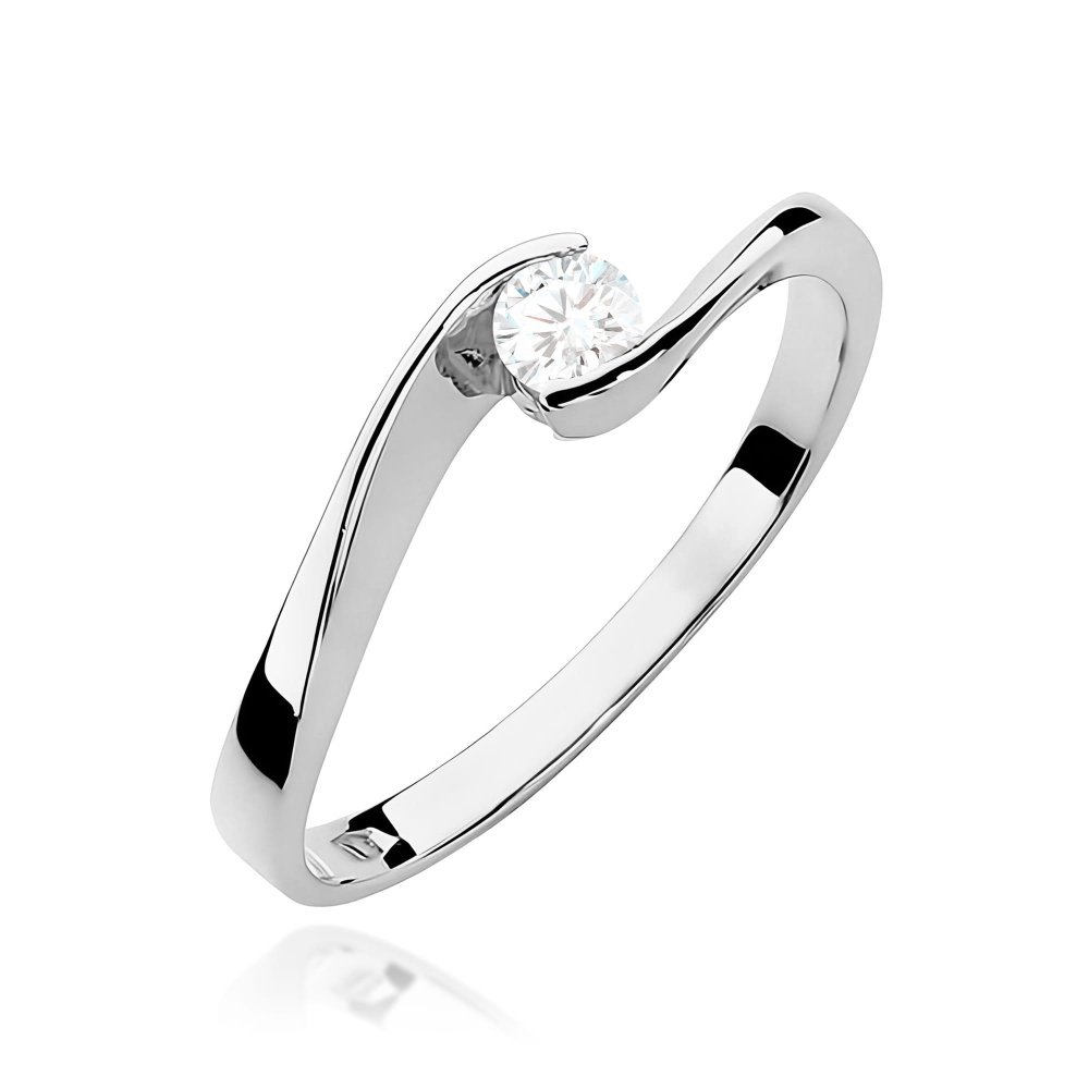 Pierścionek W0160 Diament Laboratoryjny 0,13ct białe złoto