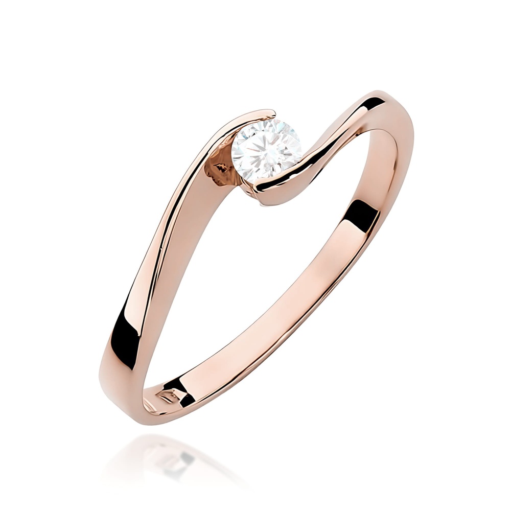 Pierścionek W0160 Diament Laboratoryjny 0,13ct różowe złoto