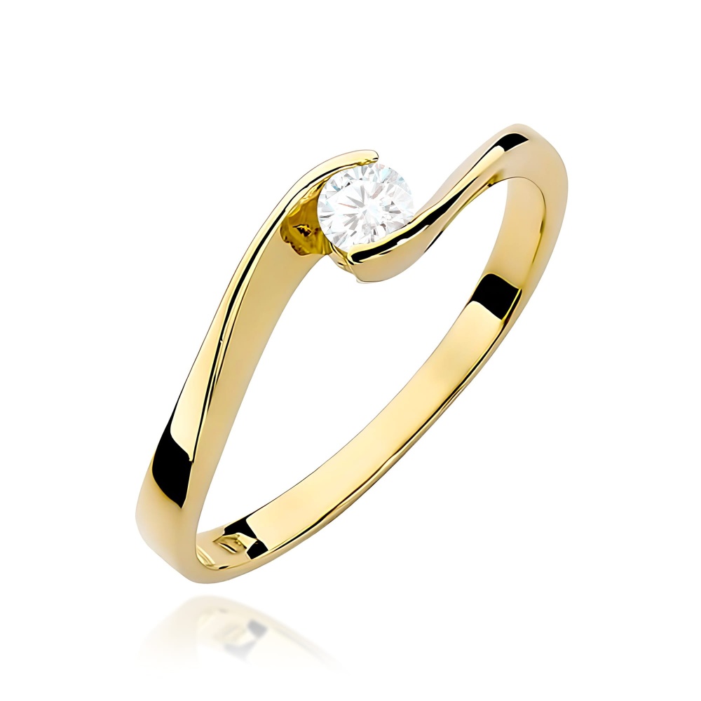 Pierścionek W0160 Diament Laboratoryjny 0,13ct żółte złoto