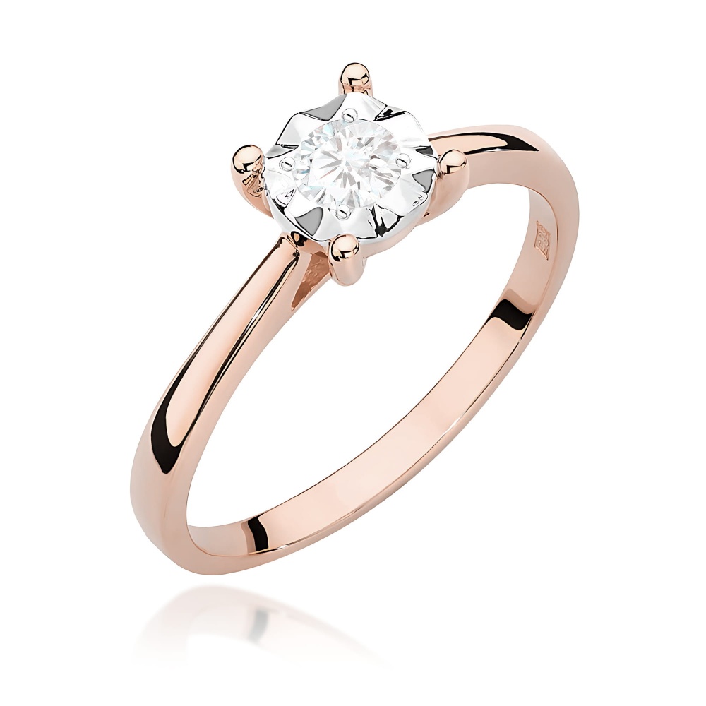 Pierścionek W0447 Diament Laboratoryjny 0,20ct różowe złoto