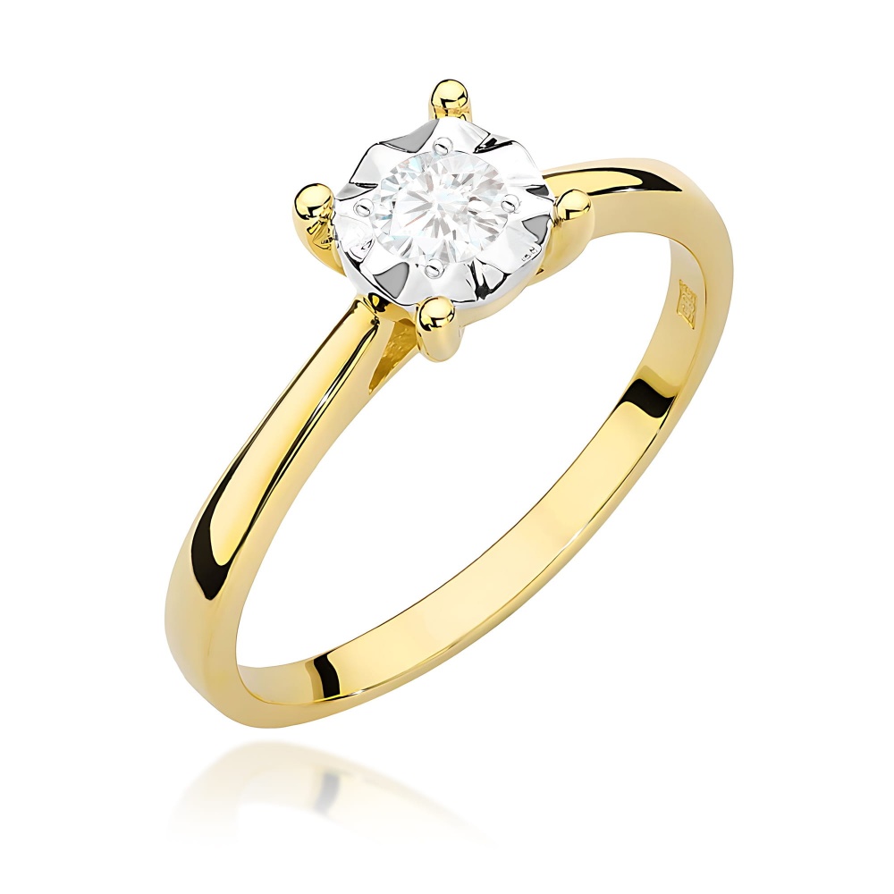 Pierścionek W0447 Diament Laboratoryjny 0,20ct żółte złoto