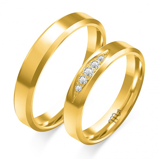 Złote Obrączki 4mm z Fazą i Brylantami pr.585