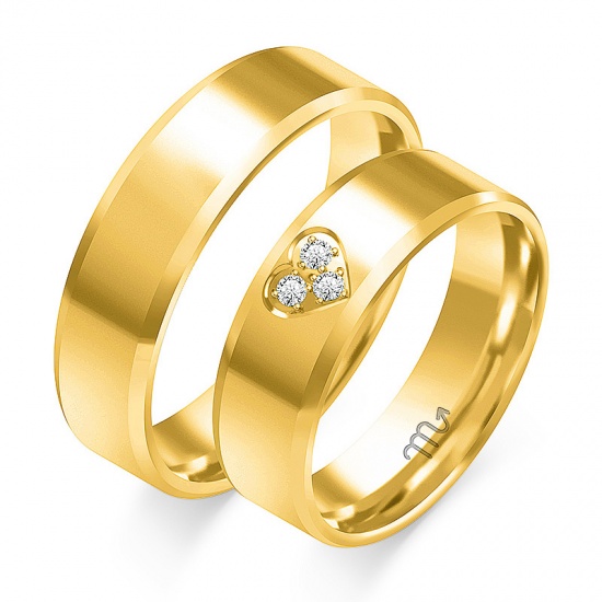 Złote Obrączki 6mm z Fazą i Brylantami pr.585
