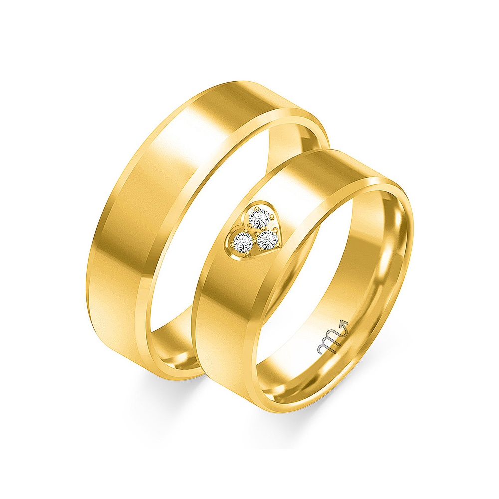 Złote Obrączki 6mm z Fazą i Brylantami pr.585